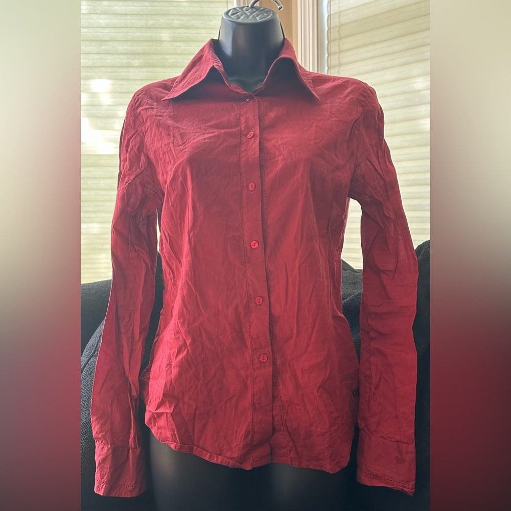 Mango deep red button-down shirt